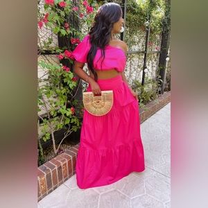 NWT Show Me Your Mumu Melody Maxi Top & Skirt in Hot Pink Poplin Size XXL